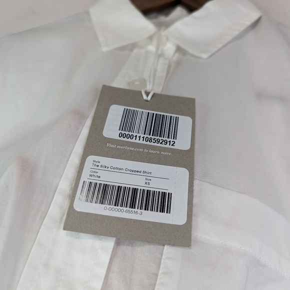 Everlane Shirt Womens White Button Up The Silky Cotton Way Short Crop - Picture 10 of 12